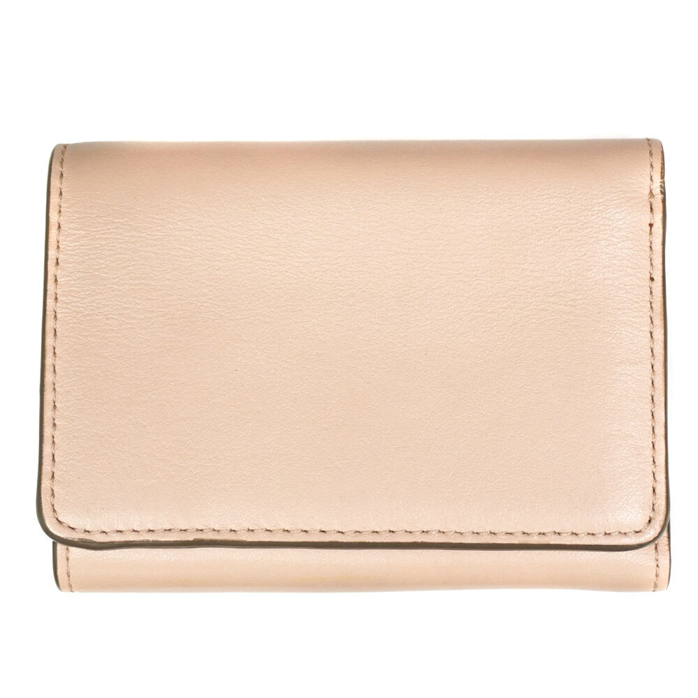 Chloe Wallet Compact Leather Georgia Beige